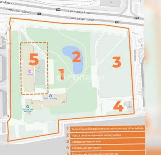 Помещение свободного назначения Приморский, 50а площадью 1745 квадратных метров