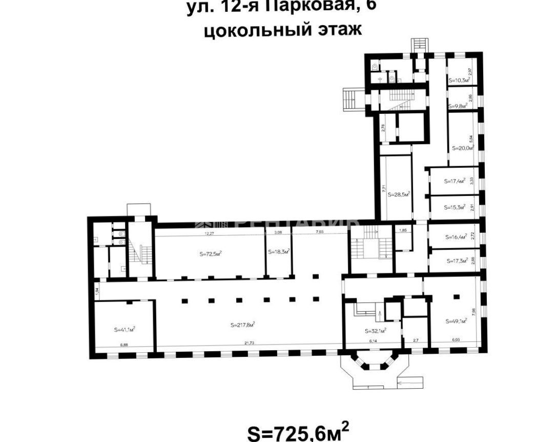 Здание целиком 12-я Парковая, 6 площадью 3202 квадратных метров