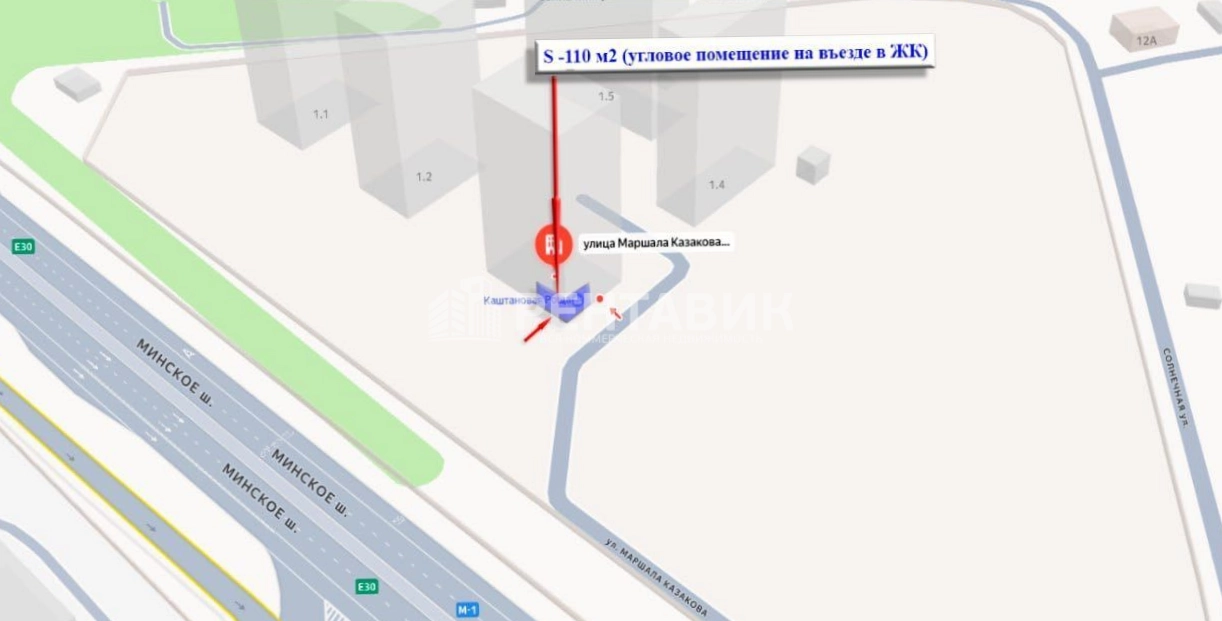 Помещение свободного назначения Маршала Казакова, 3 площадью 110 квадратных метров