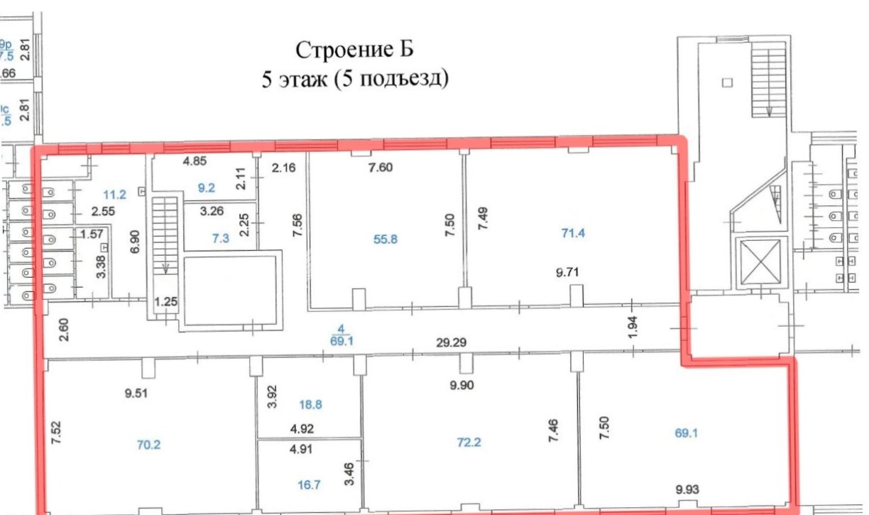 Офис Шаболовка 31. Корпус Б площадью 493 квадратных метров