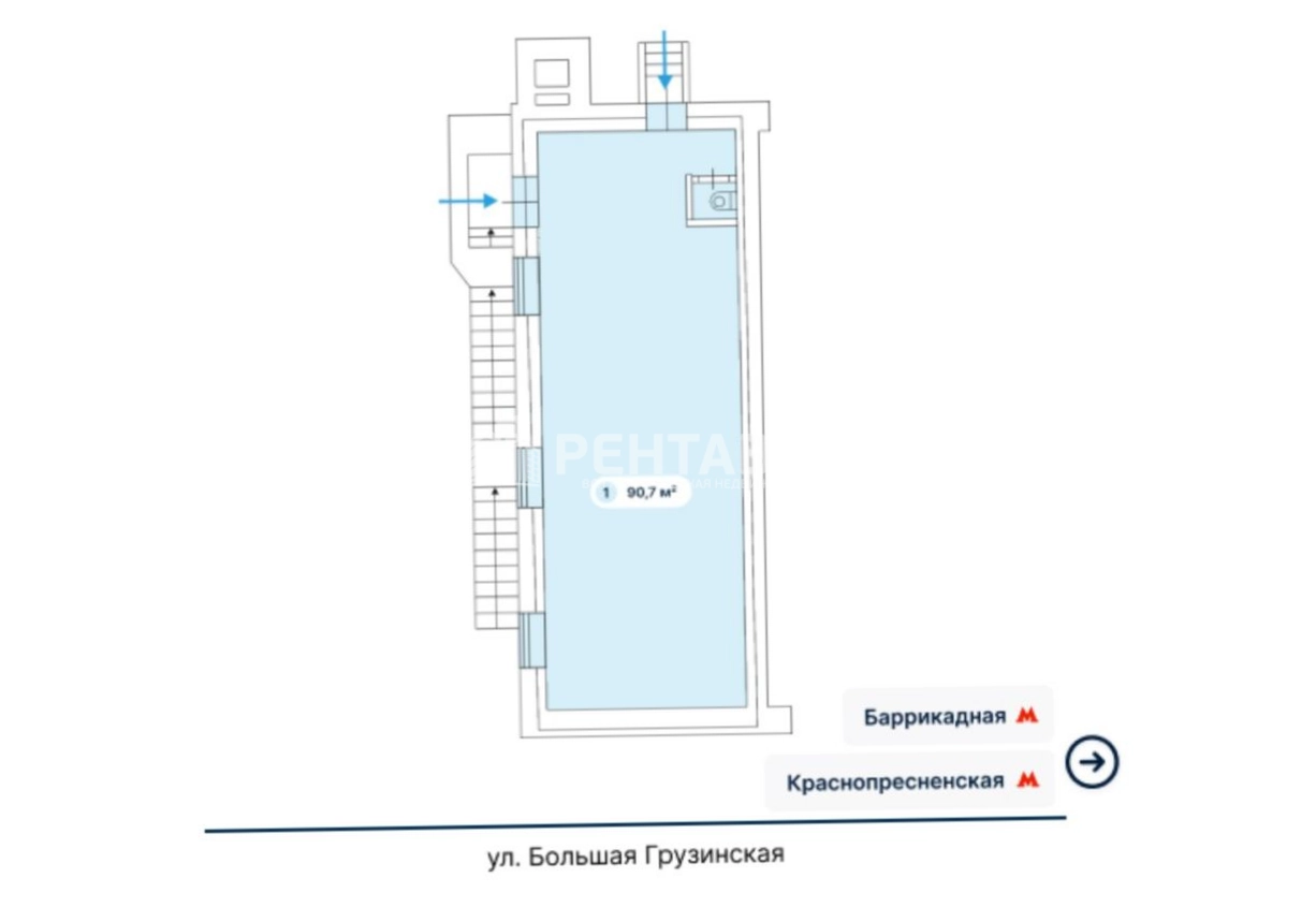 Помещение свободного назначения Большая Грузинская, 12 площадью 90 квадратных метров
