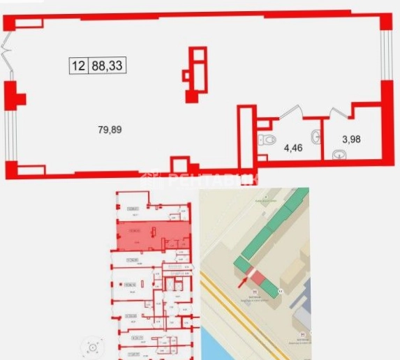 Помещение свободного назначения Ривьера площадью 208 квадратных метров