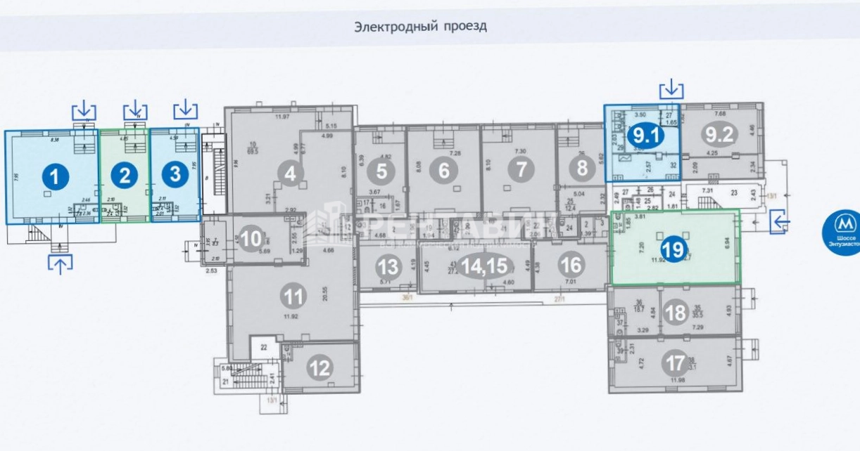 Торговая площадь Электродный, 16 площадью 65.7 квадратных метров