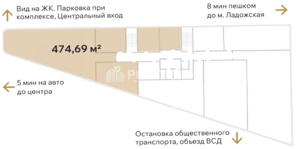 Помещение свободного назначения Смарт Гранитная площадью 474 квадратных метров