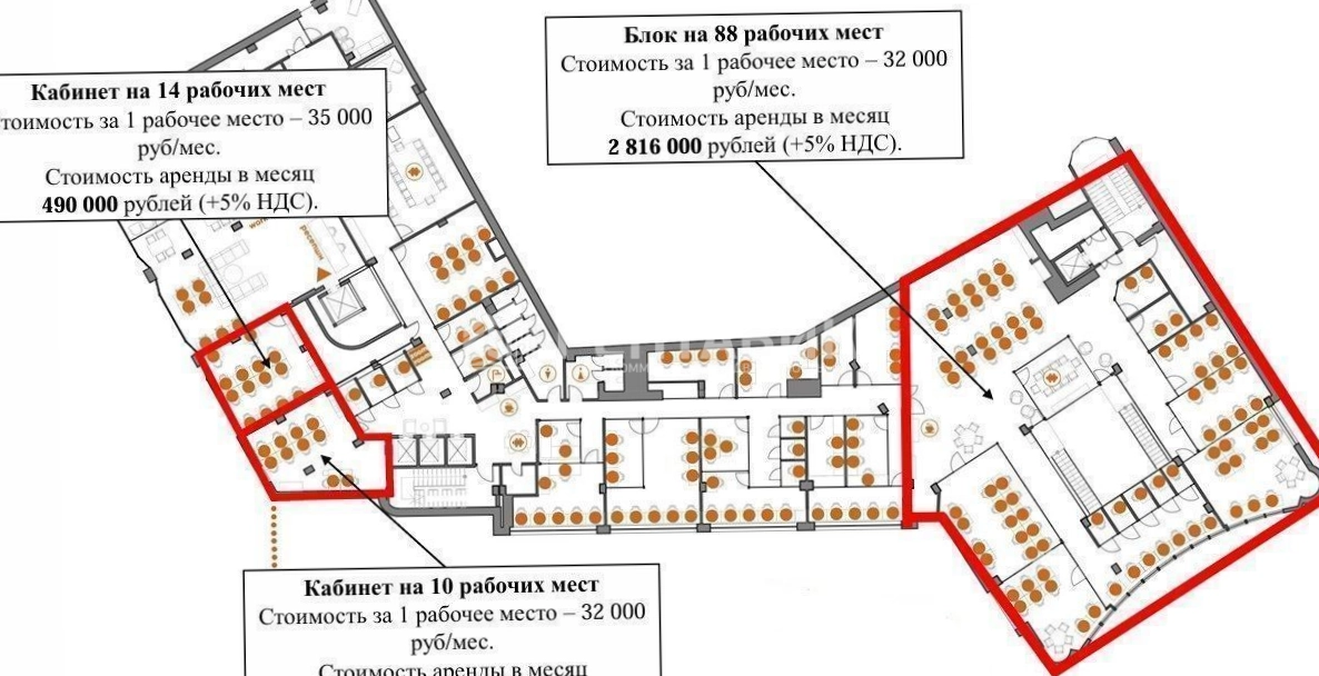 Офис Renaissance Hall площадью 65 квадратных метров
