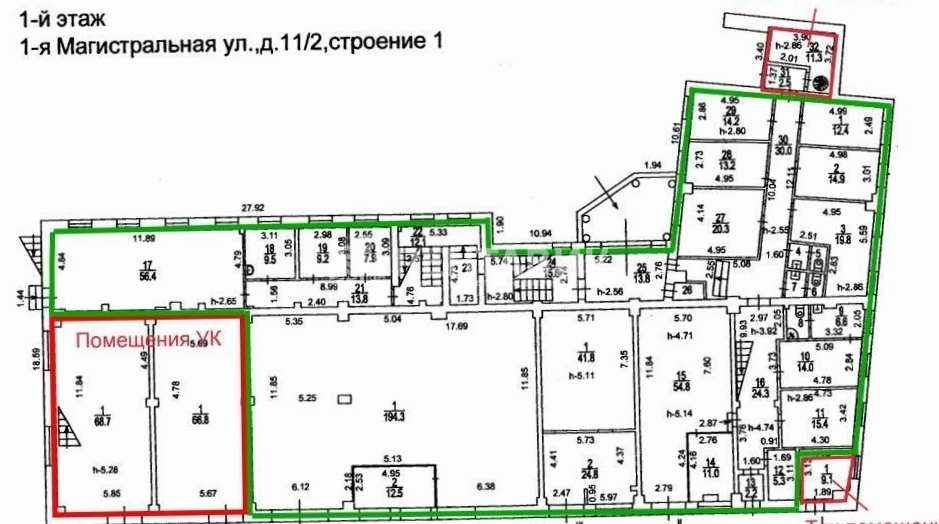 Здание целиком 1-я Магистральная, 11-2 площадью 2093.8 квадратных метров