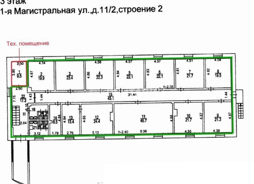 Здание целиком 1-я Магистральная, 11-2 площадью 1120 квадратных метров