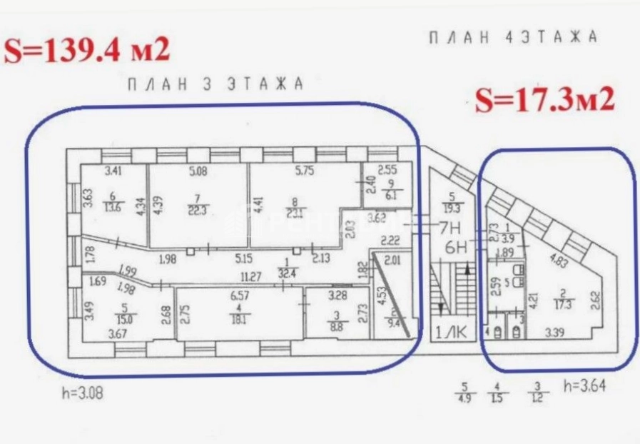 Помещение свободного назначения Кондратьевский, 3 площадью 313.5 квадратных метров