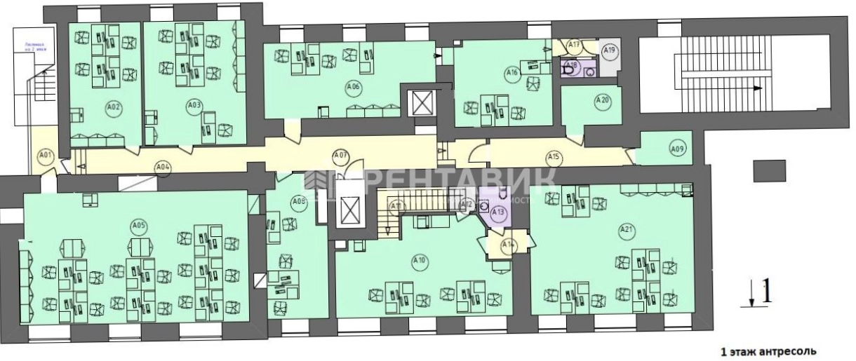 Офис Петровка 18 площадью 1606 квадратных метров