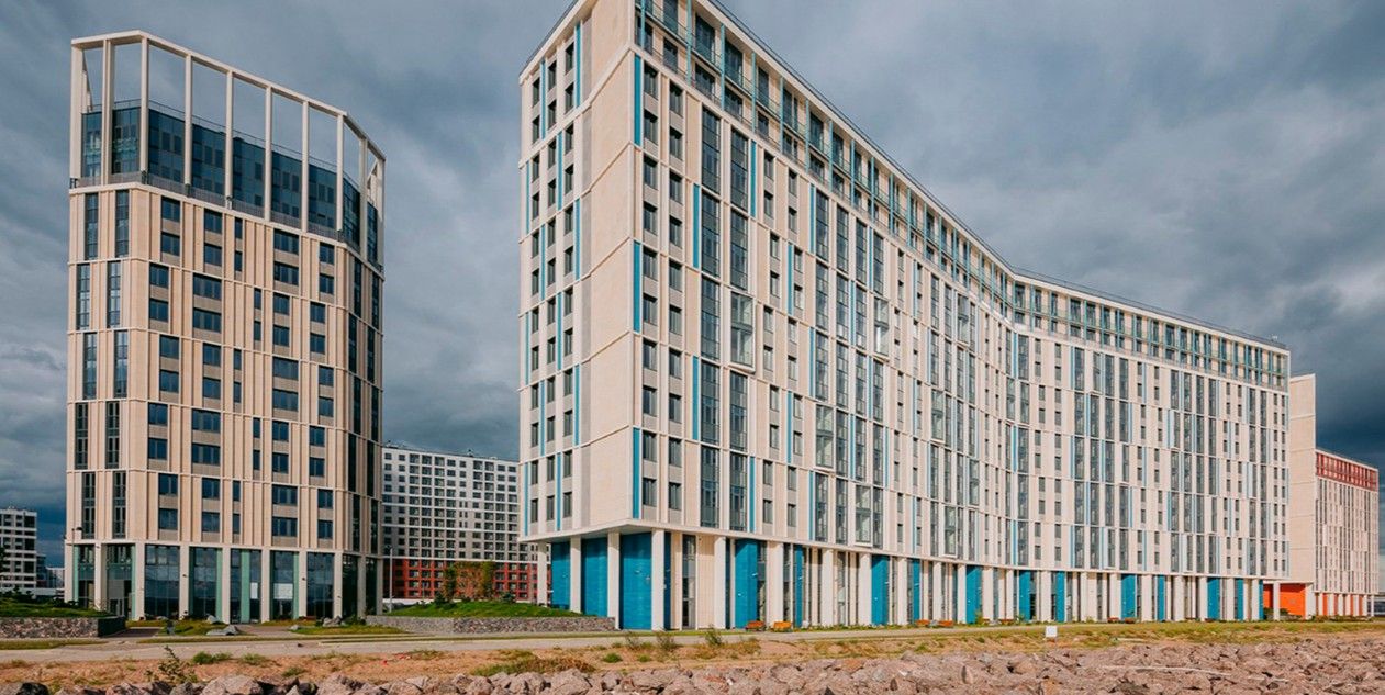 фасад дома, здание по адресу г Санкт-Петербург, пр-кт Крузенштерна, д 2 стр 1